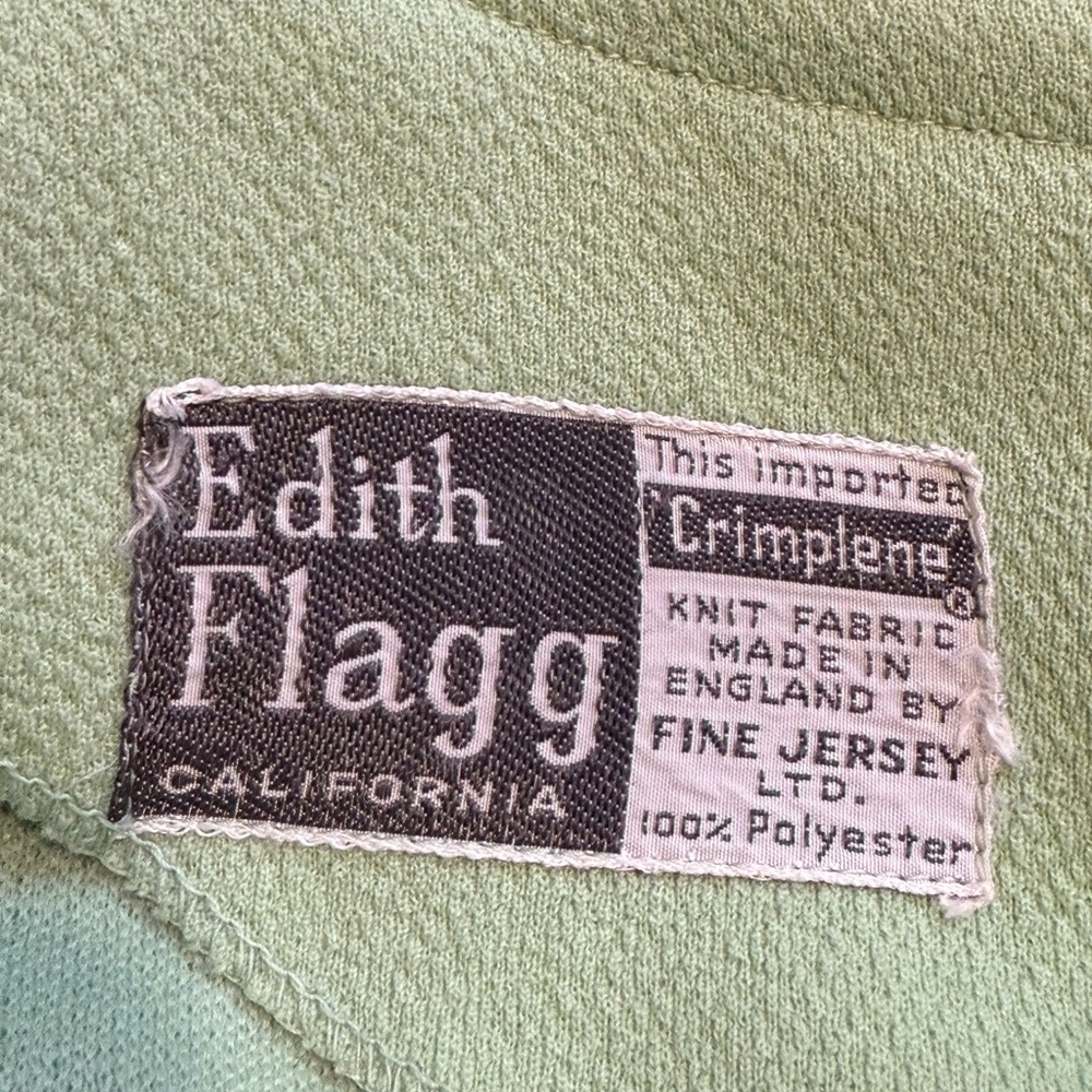 VINTAGE EDITH FLAGG CALIFORNIA MINT GREEN POLYESTER DRESS SZ 10 CRIMPLENE KNIT - Picture 6 of 7